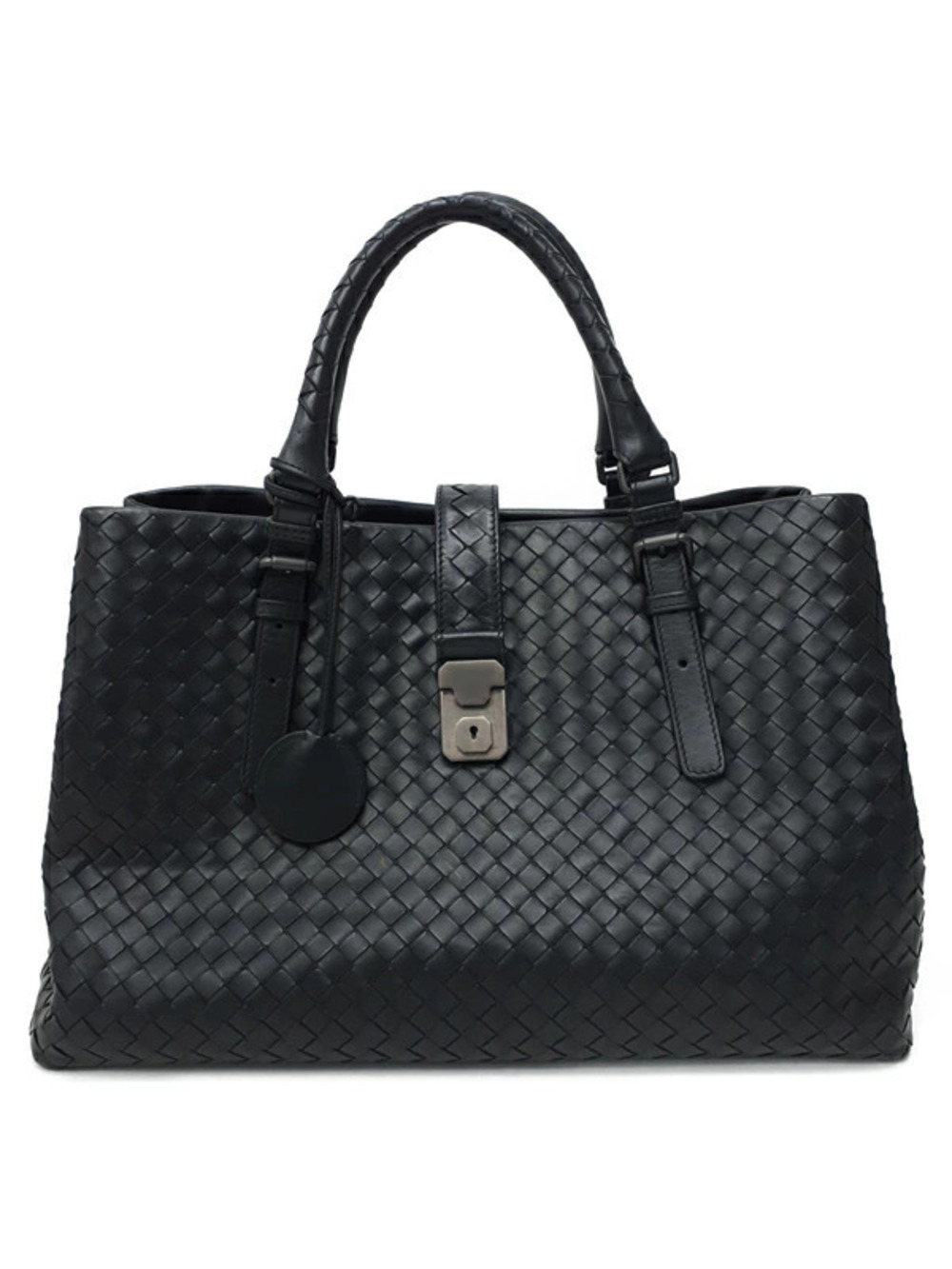 Bottega Veneta Intrecciato Woven Nappa Leather Roma Tote Bag black